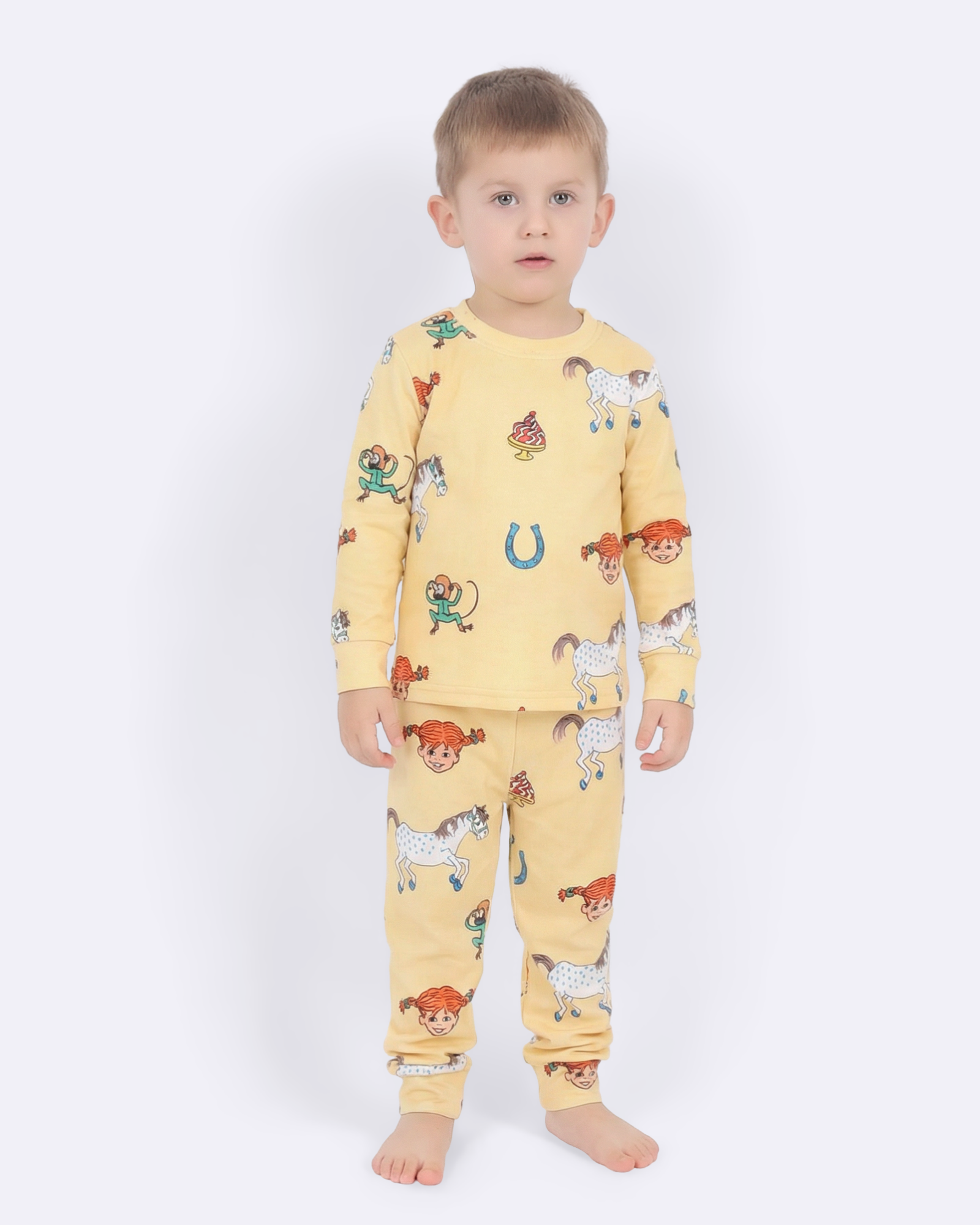 Pippi Yellow Velourpyjamas för barn