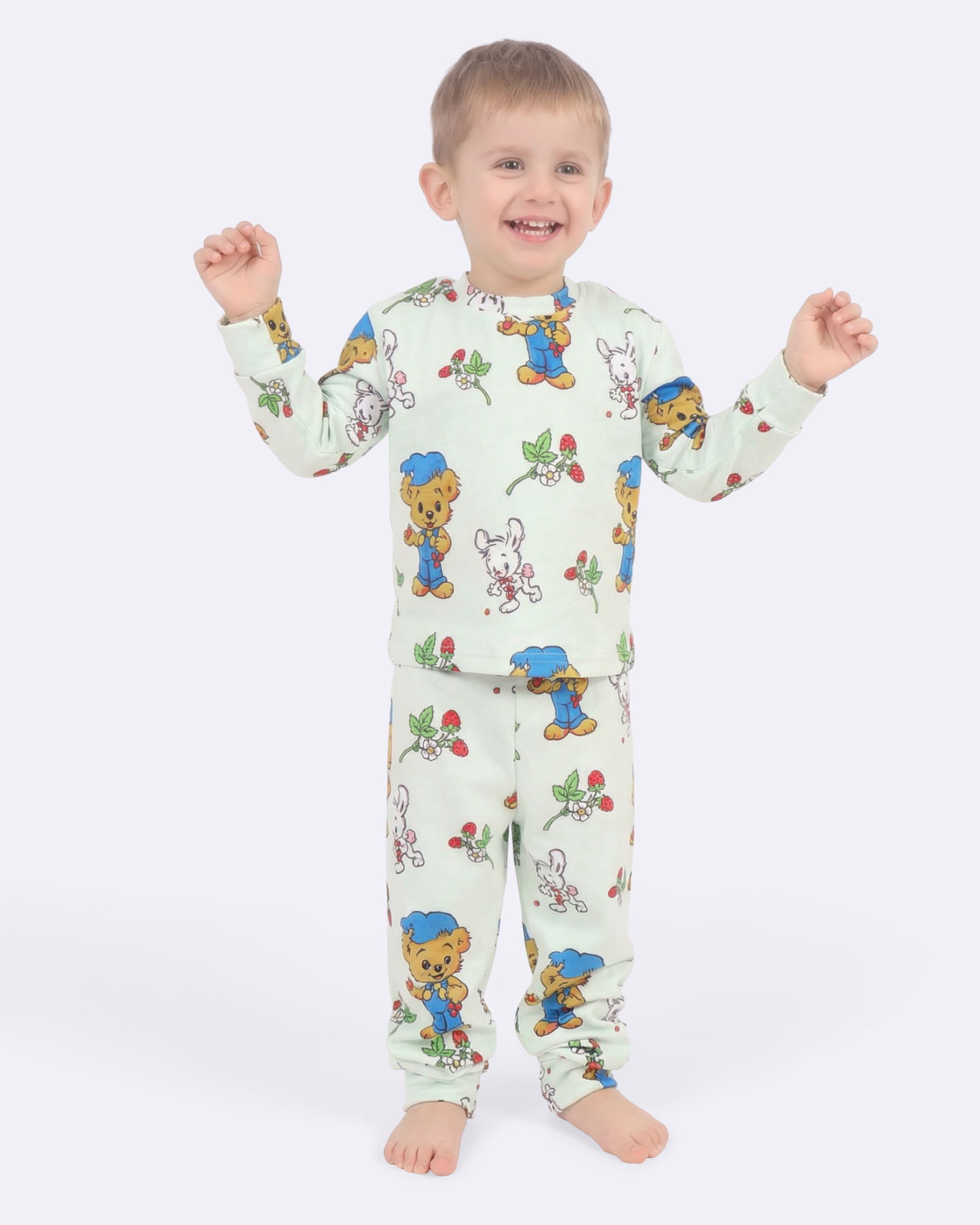 Bamse Green Velourpyjamas för barn