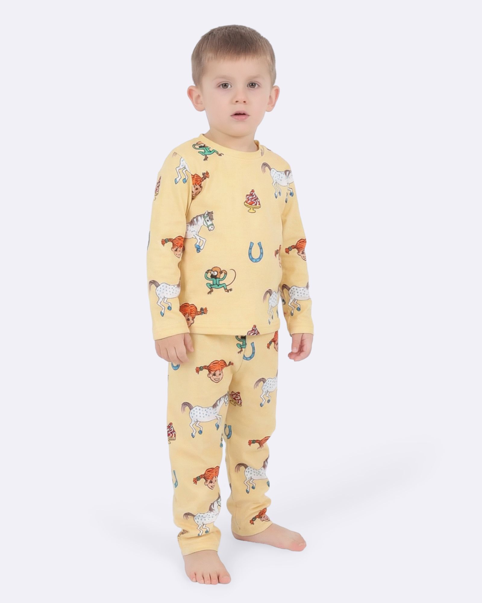 Pippi Yellow Velourpyjamas för barn