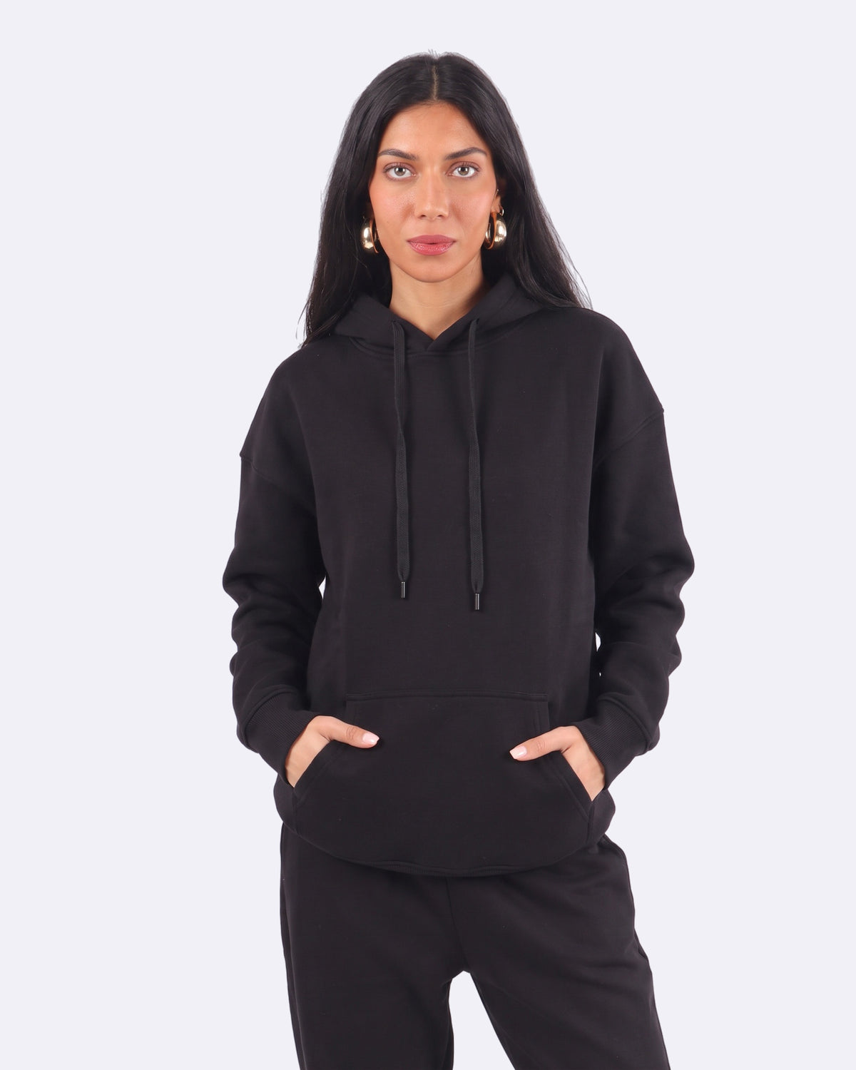 Cozee Cloud Hoodie – Black, front