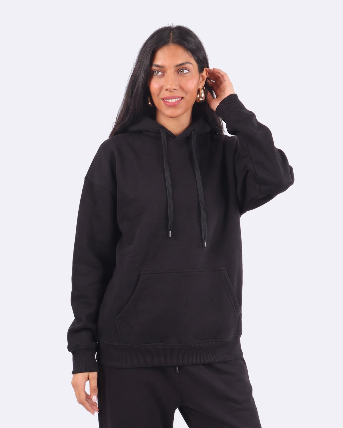 Cozee Cloud Hoodie – Black, side