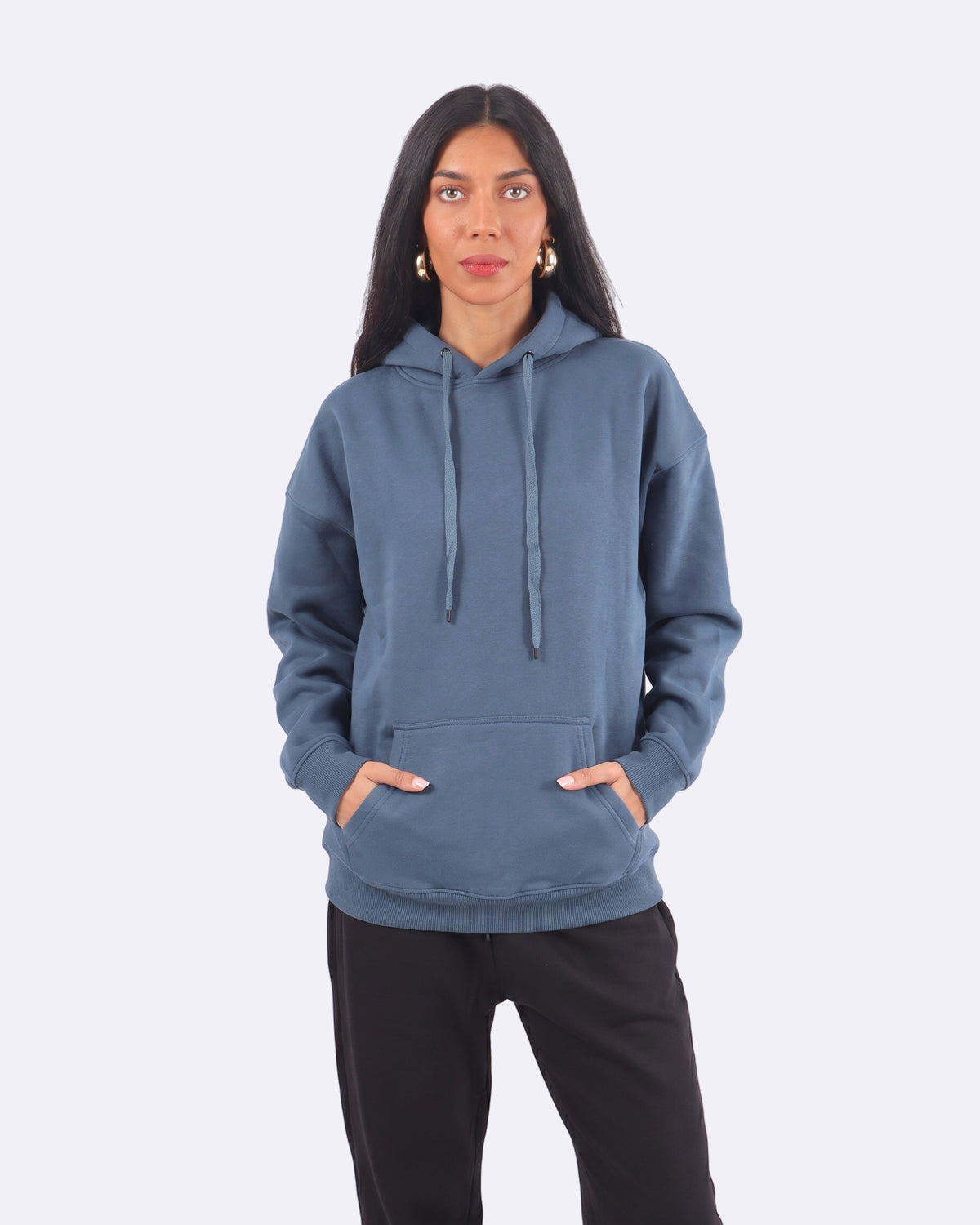 Cozee Cloud Hoodie – Dusty Blue, front