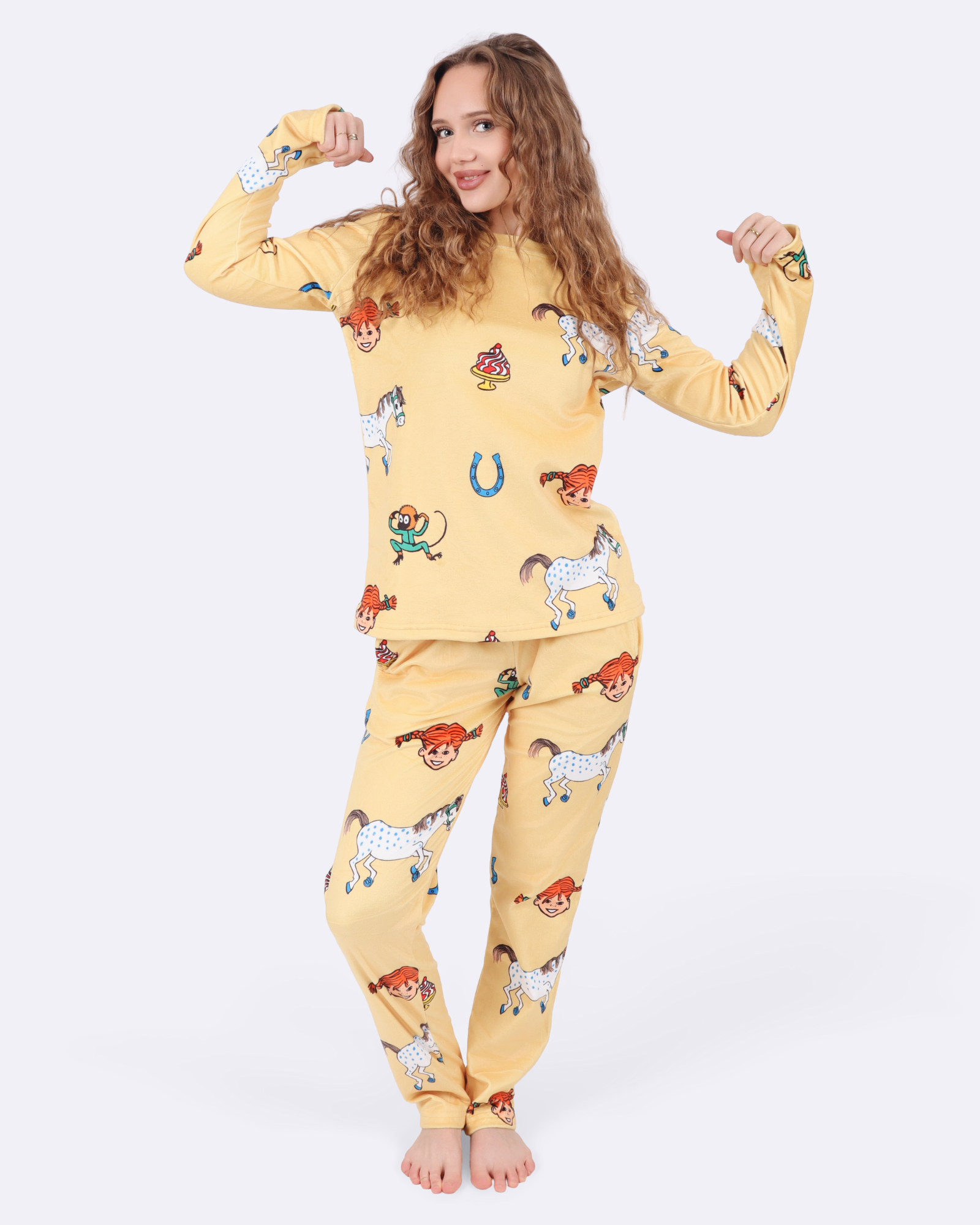 Pippi Yellow Velourpyjamas