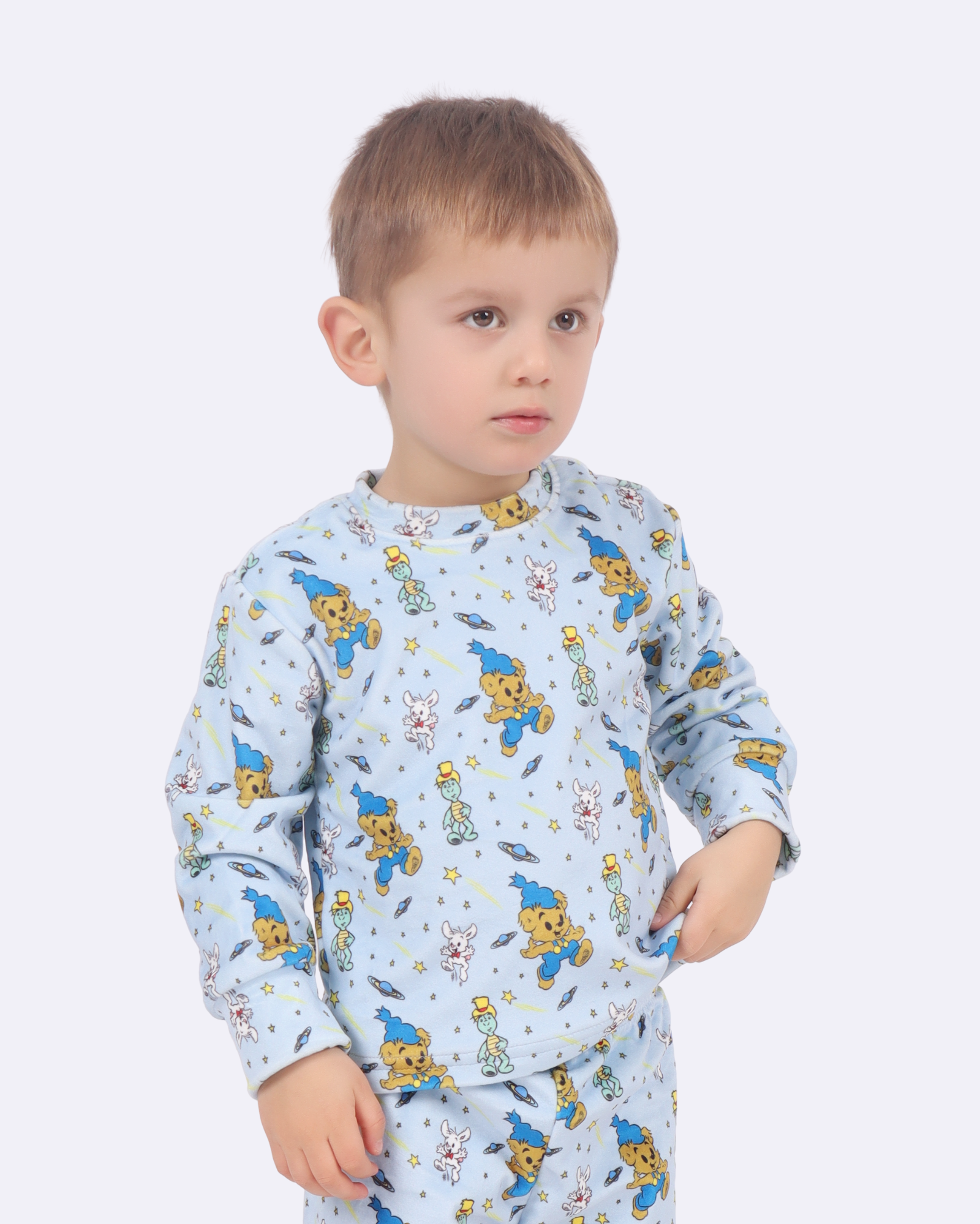 Bamse Blue Velourpyjamas för barn