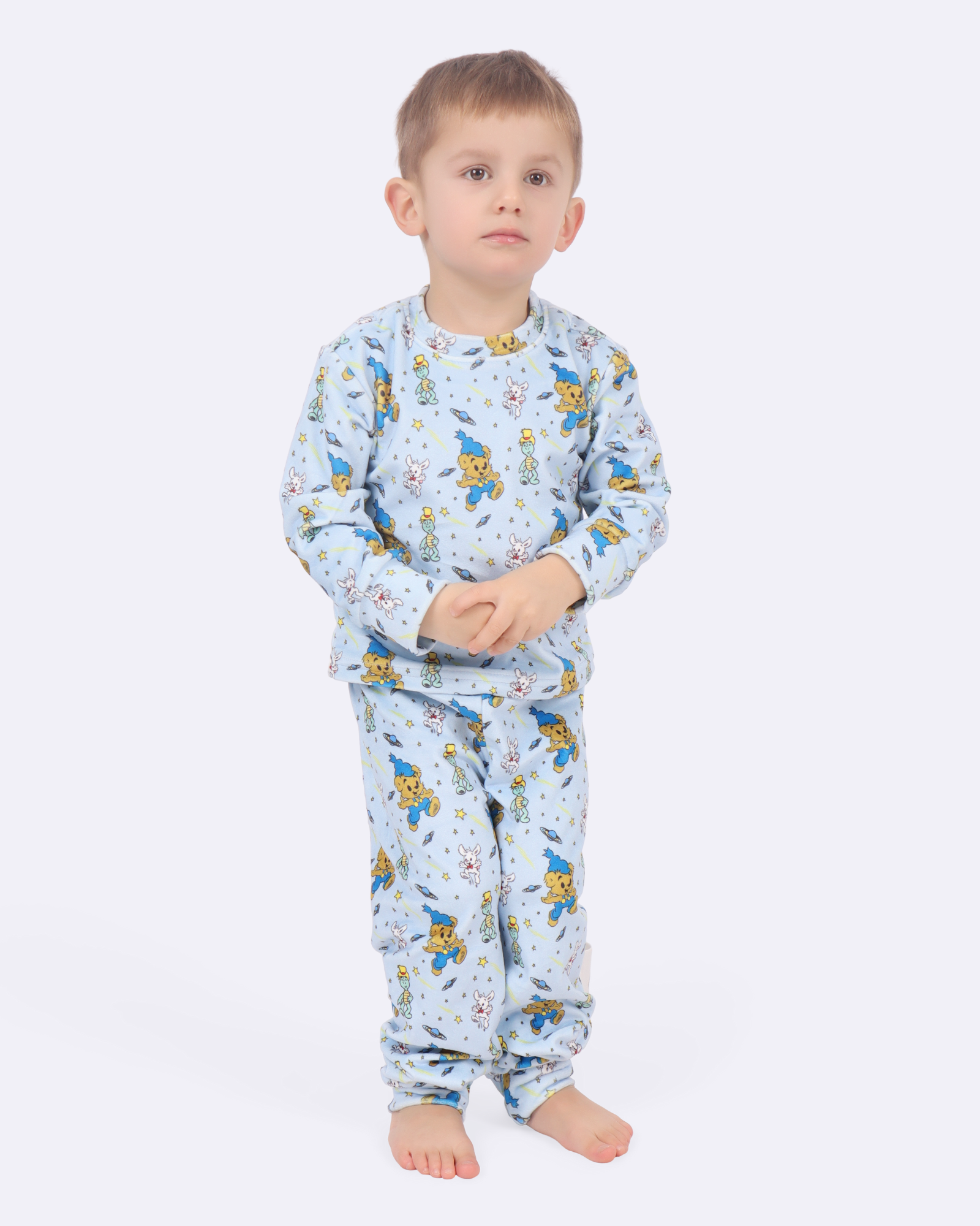 Bamse Blue Velourpyjamas för barn