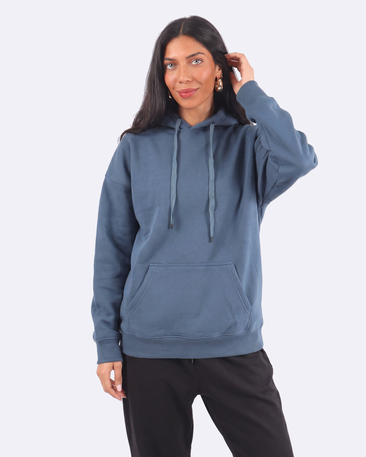 Cozee Cloud Hoodie – Dusty Blue, side